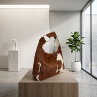 Handcrafted Genuine Hair-On Cowhide Leather Hobo Bag – Natural Brown & White