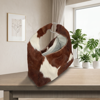 Handcrafted Genuine Hair-On Cowhide Leather Hobo Bag – Natural Brown & White