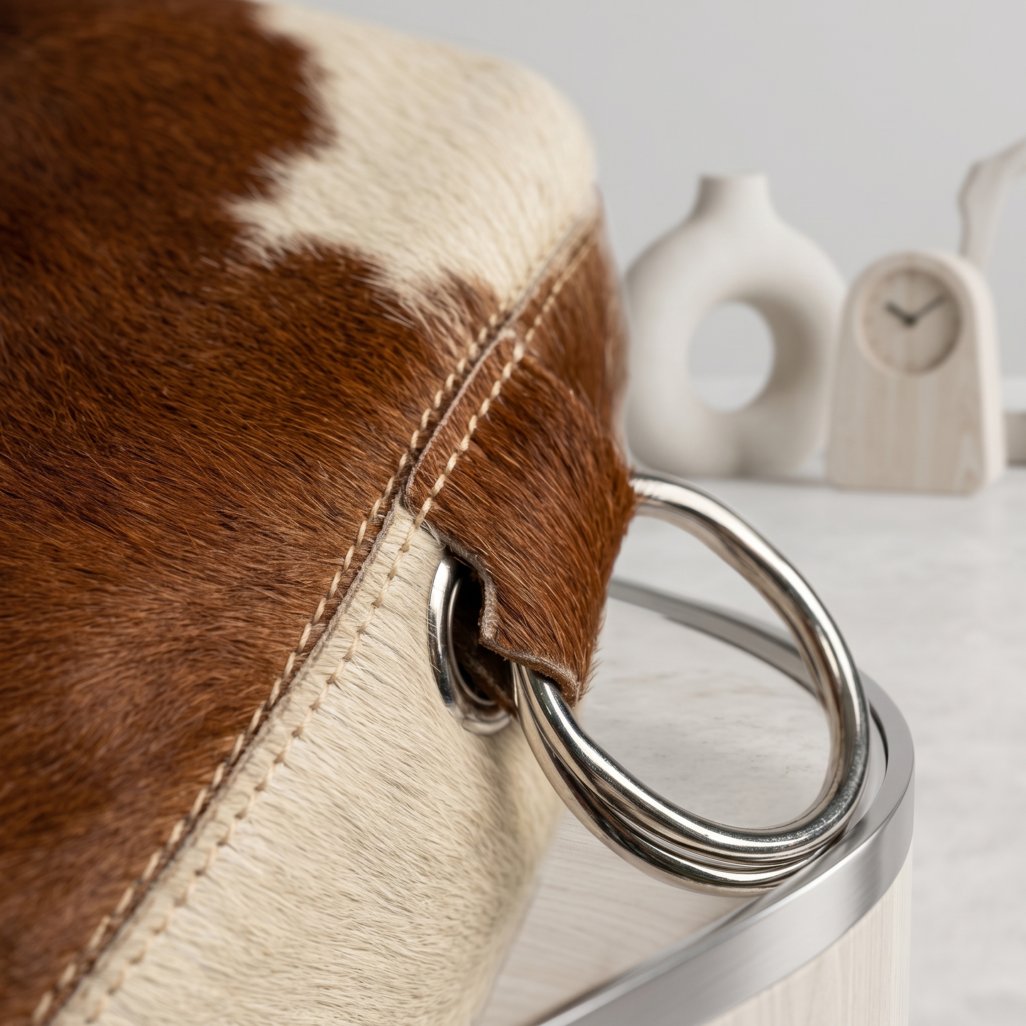 Handcrafted Genuine Hair-On Cowhide Leather Hobo Bag – Natural Brown & White