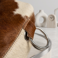 Handcrafted Genuine Hair-On Cowhide Leather Hobo Bag – Natural Brown & White