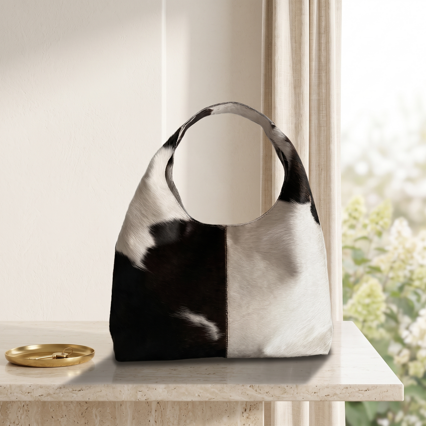 Natural Black & White Hair-On Cowhide Leather Bag