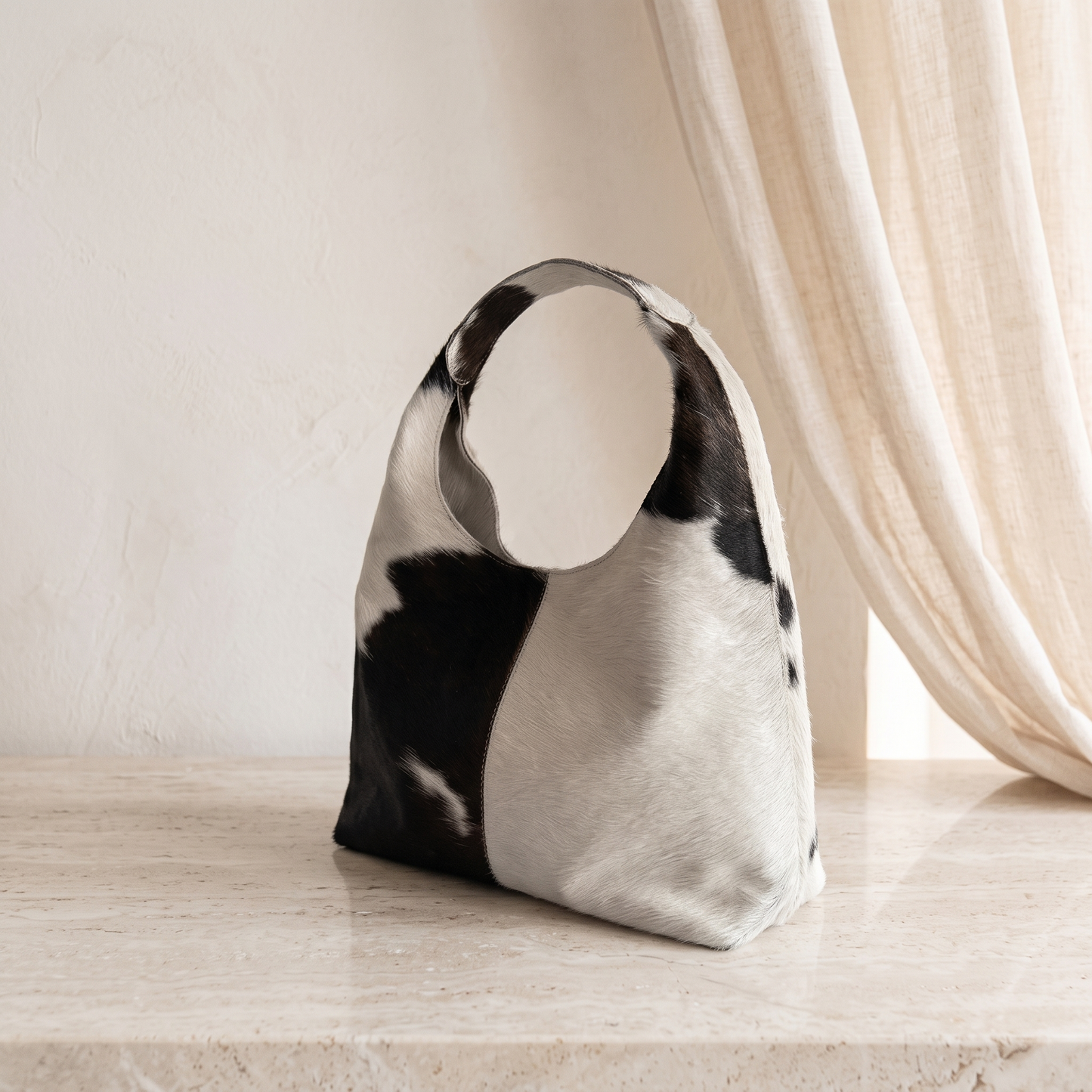 Natural Black & White Hair-On Cowhide Leather Bag