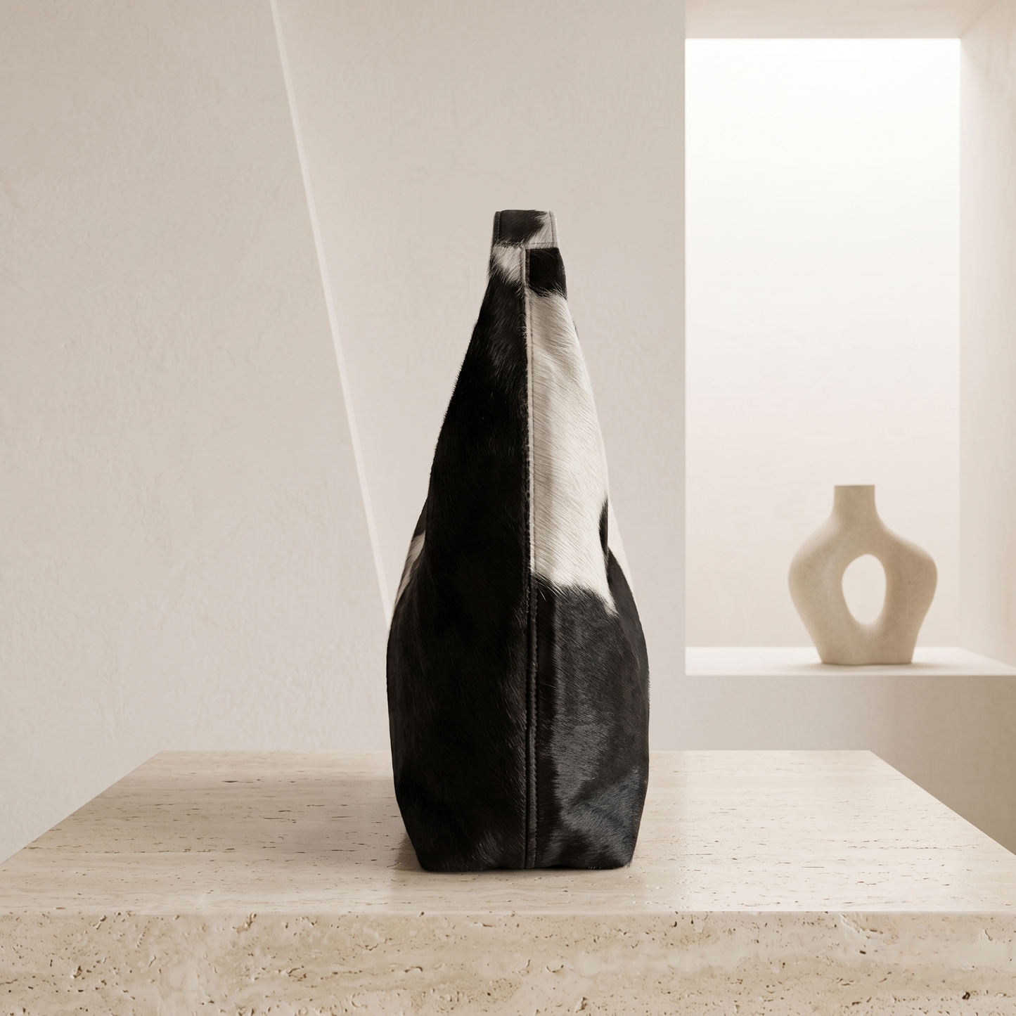 Natural Black & White Hair-On Cowhide Leather Bag