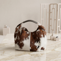 Natural Brown & White Hair-On Cowhide Leather Shoulder Bag