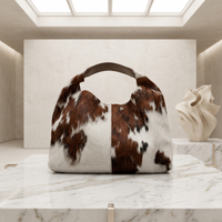 Natural Brown & White Hair-On Cowhide Leather Shoulder Bag