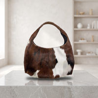 Genuine Natural Brown & White Hair-On Cowhide Leather Bag – Handcrafted Western Shoulder Hobo Purse