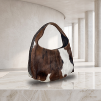 Genuine Natural Brown & White Hair-On Cowhide Leather Bag – Handcrafted Western Shoulder Hobo Purse