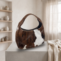 Genuine Natural Brown & White Hair-On Cowhide Leather Bag – Handcrafted Western Shoulder Hobo Purse