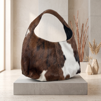 Genuine Natural Brown & White Hair-On Cowhide Leather Bag – Handcrafted Western Shoulder Hobo Purse