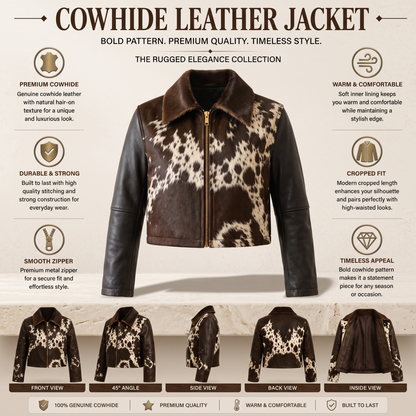Men’s Western Hair-On Cowhide Leather Biker Jacket
