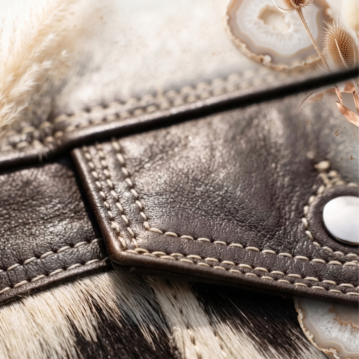 Black & White Hair-On Cowhide Leather Moto Jacket