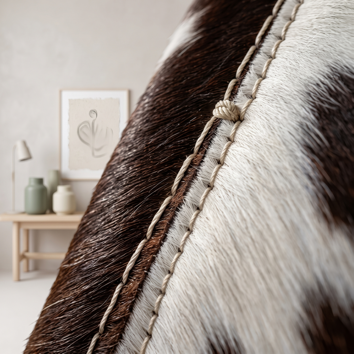 Black & White Hair-On Cowhide Belted Duster Jacket