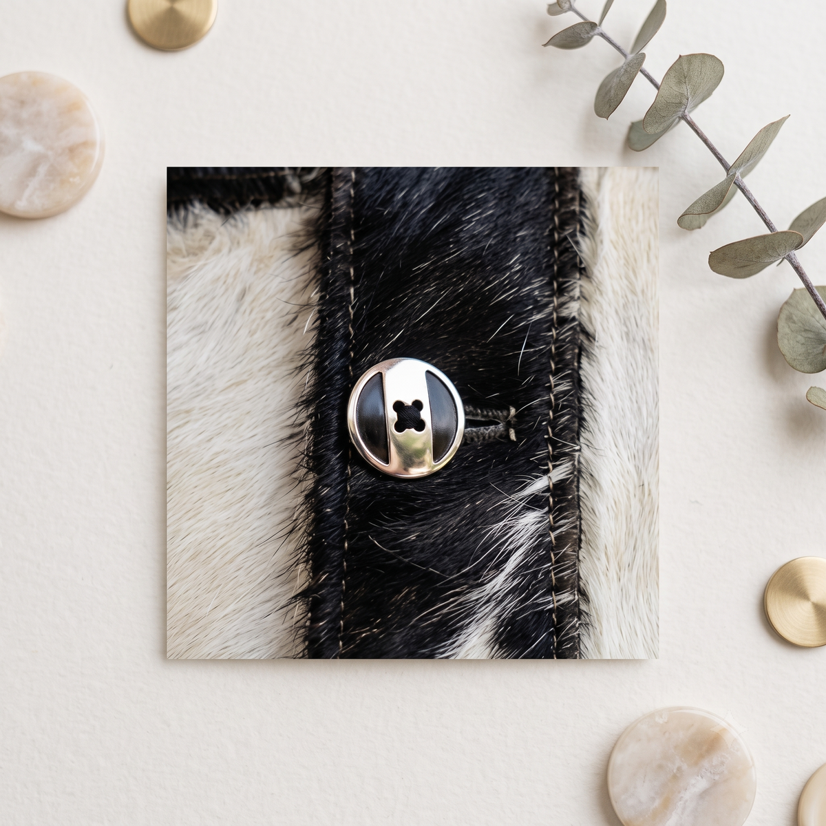 Brown & White Hair-on Cowhide Double-Breasted Trench Jacket