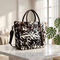 Natural Black & White Speckled Hair-On Cowhide Leather Tote Bag