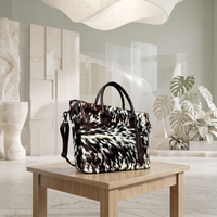 Natural Black & White Speckled Hair-On Cowhide Leather Tote Bag