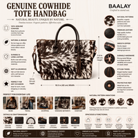 Natural Black & White Speckled Hair-On Cowhide Leather Tote Bag