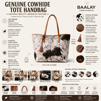 Natural Black & White Speckled Hair-On Cowhide Leather Tote Bag