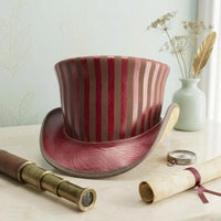 Handmade Striped Leather Top Hat: Mad Hatter Steampunk Cosplay Accessory