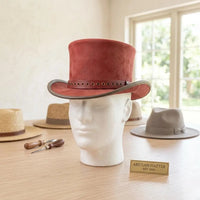 Step Into Bold Vintage Style The Red Leather Steampunk Top Hat