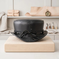 Step Into the Spotlight The Ultimate Handcrafted Black Leather Top Hat