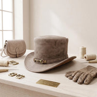 Distressed Leather Steampunk Top Hat | Western Festival & Cosplay Headwear