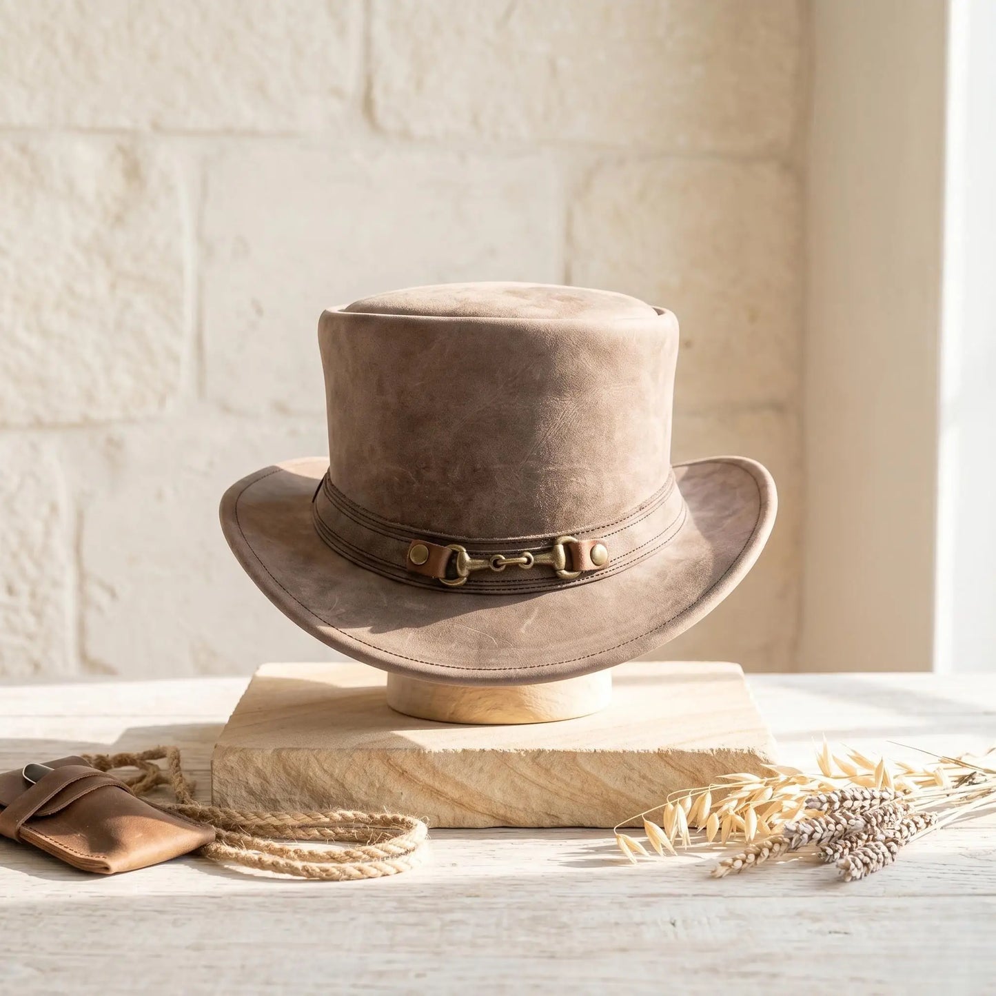 Distressed Leather Steampunk Top Hat | Western Festival & Cosplay Headwear