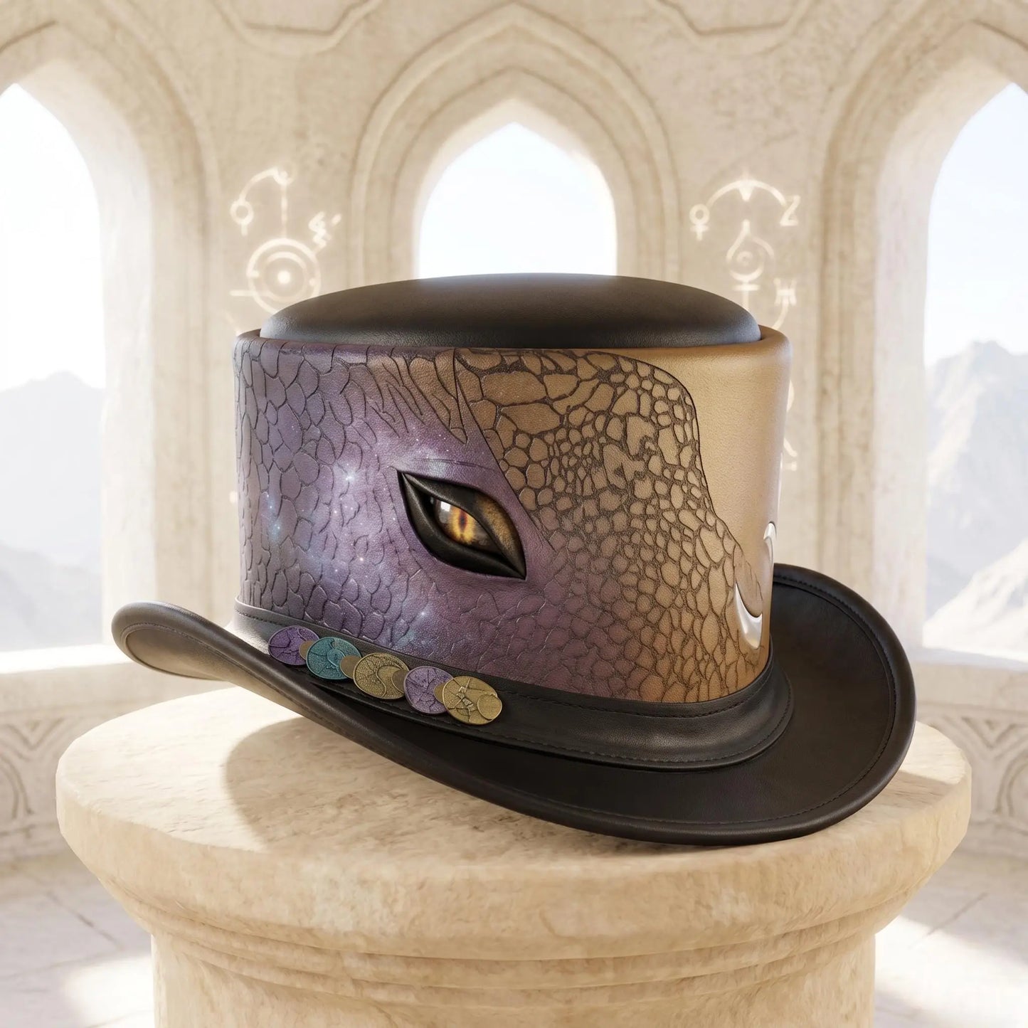 Handmade Leather Dragon Top Hat | Steampunk Gothic Festival Wear