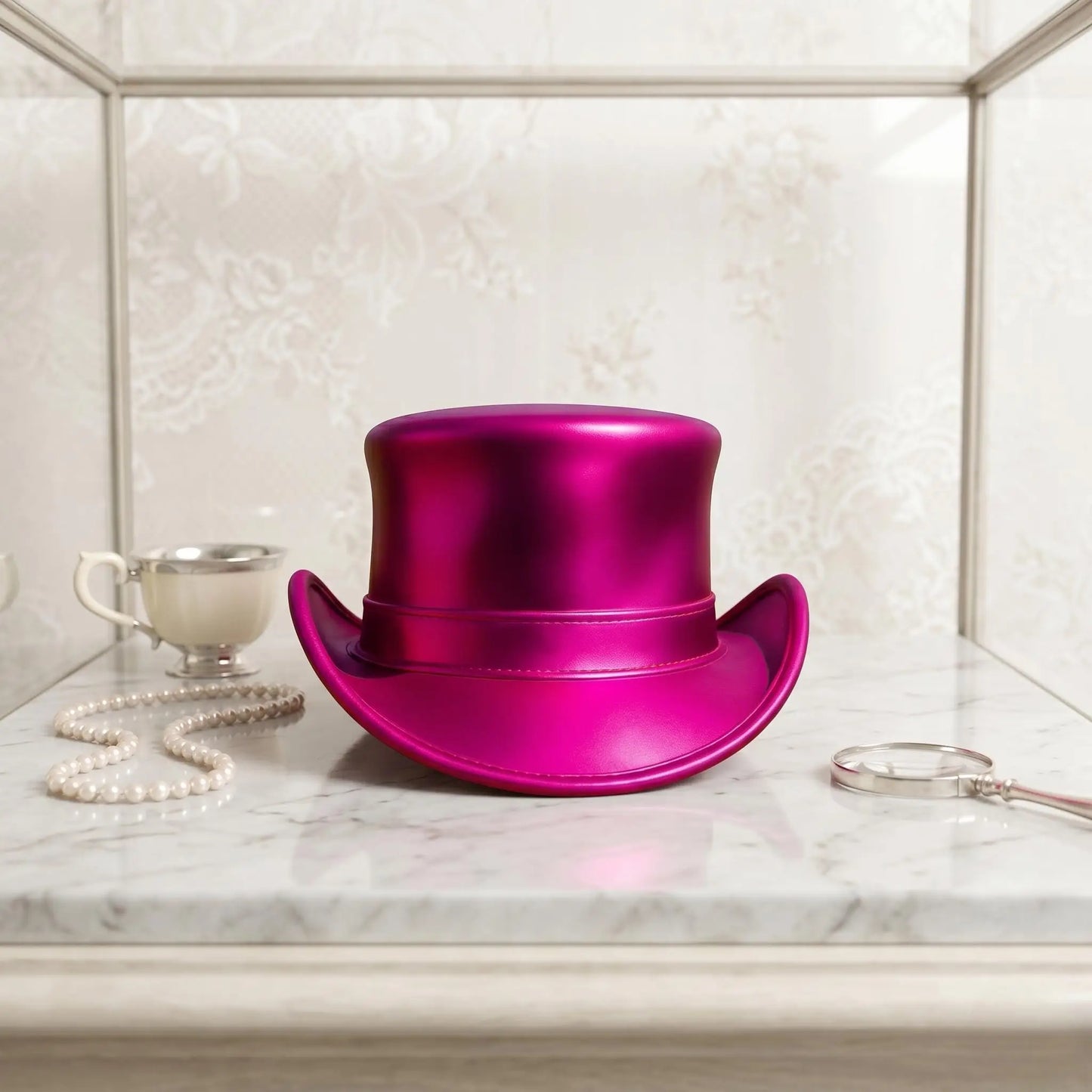 Metallic Pink Steampunk Top Hat – Victorian Festival Statement Piece