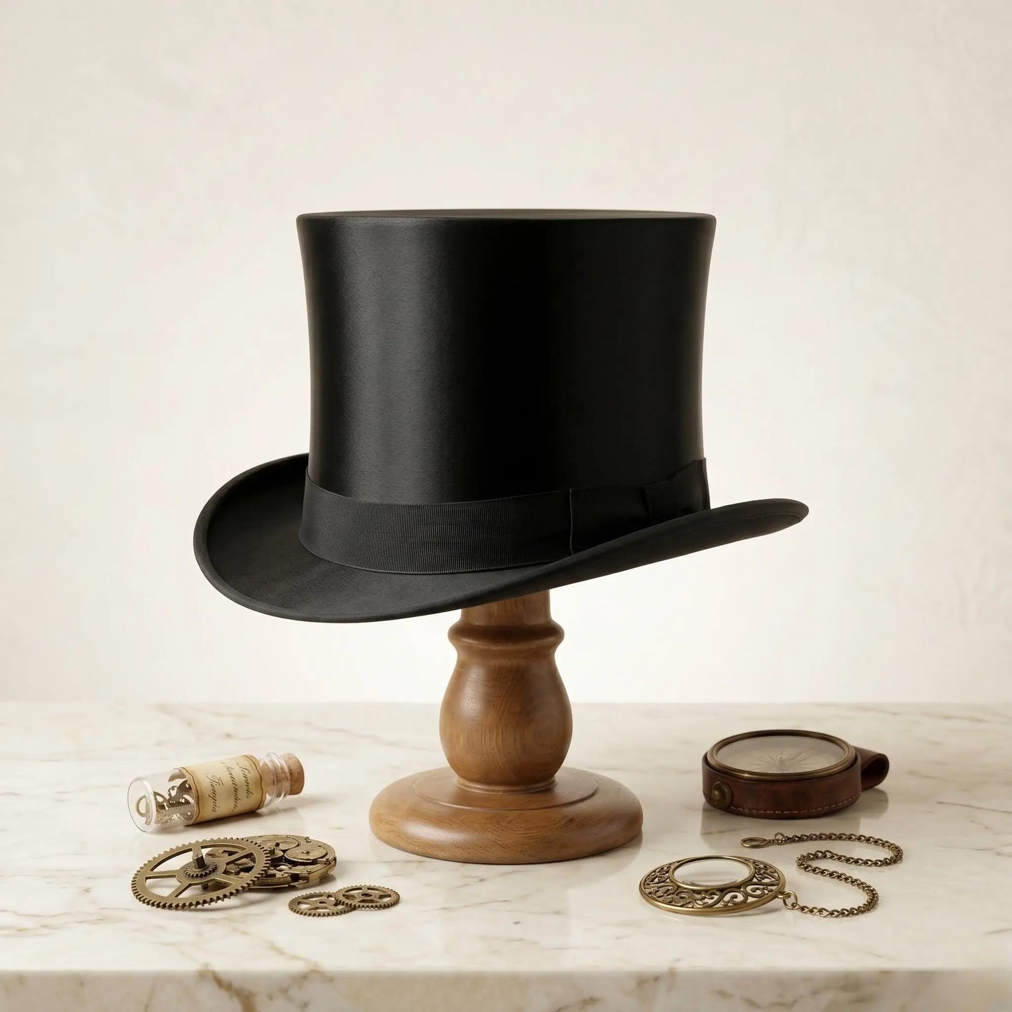 Handmade Black Silk Top Hat – Victorian, Steampunk & Gothic Costume Accessory