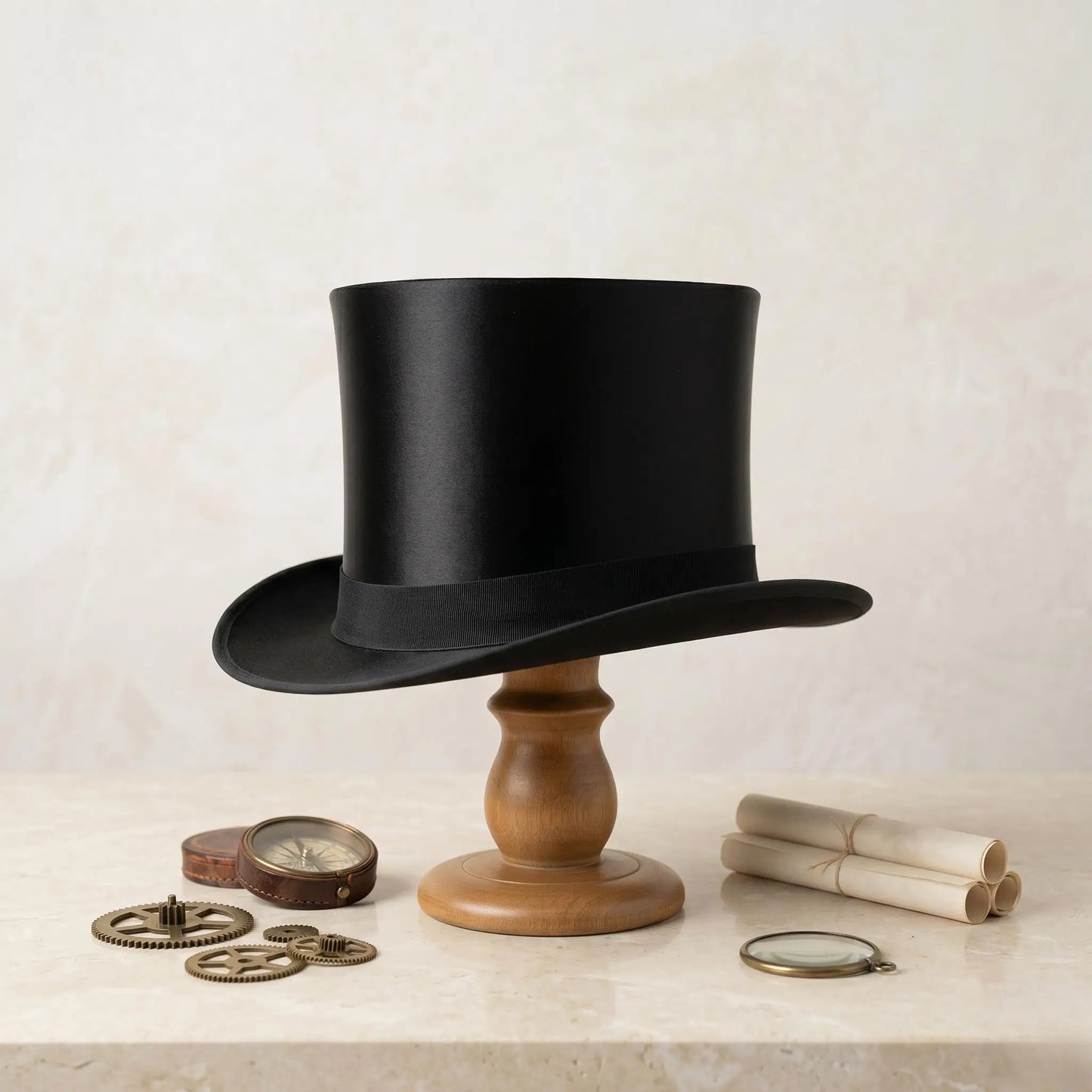 Handmade Black Silk Top Hat – Victorian, Steampunk & Gothic Costume Accessory