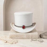 Handmade White Leather Top Hat – Victorian Gothic Wedding & Cosplay Statement Piece