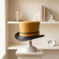 Handmade Yellow & Black Leather Steampunk Top Hat | Victorian Gothic Cosplay Accessory