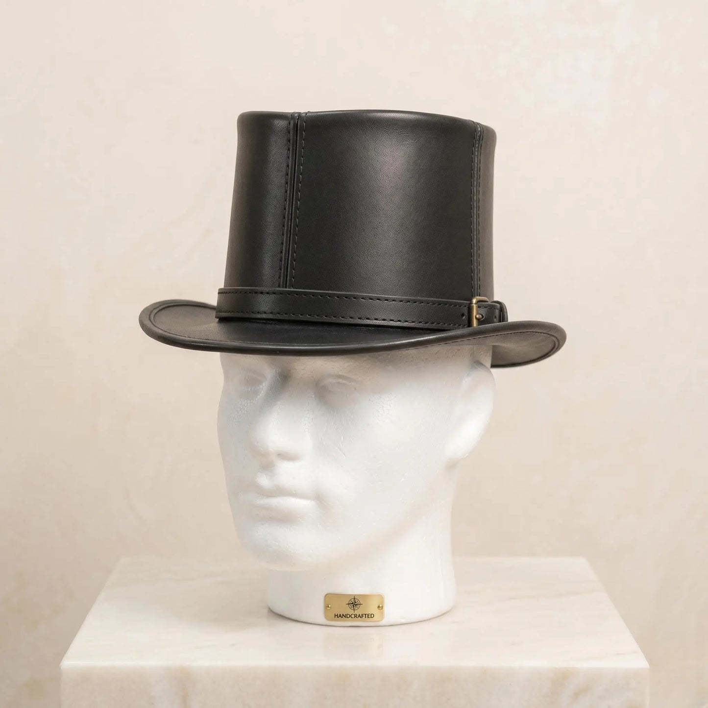 Stand Out in Style Handmade Black Leather Steampunk & Gothic Top Hat