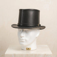 Stand Out in Style Handmade Black Leather Steampunk & Gothic Top Hat