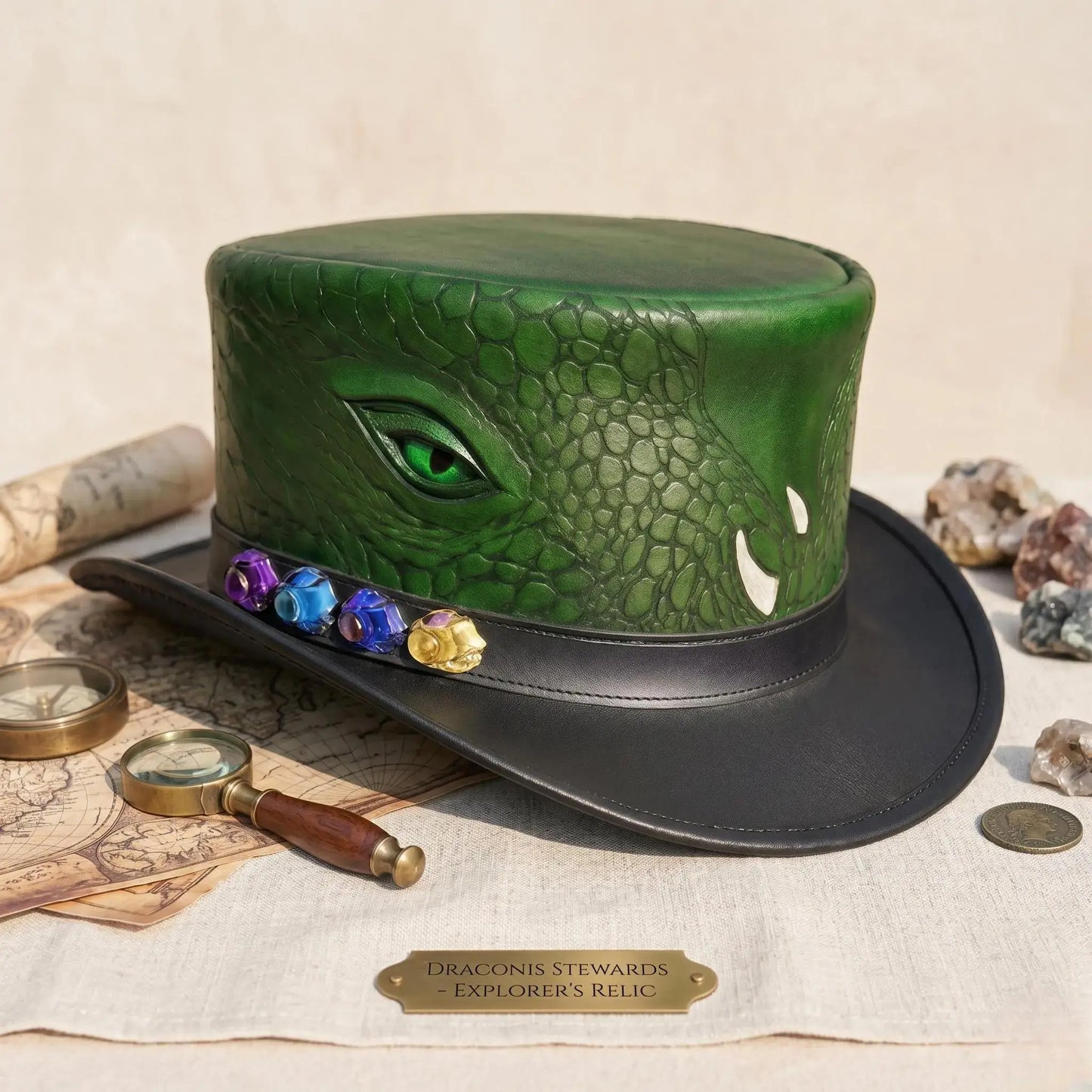 Unleash the Beast Handmade Red Dragon Steampunk Top Hat