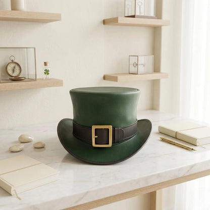 Green Leather Top Hat – Handmade Steampunk & St. Patrick’s Day Cosplay Hat