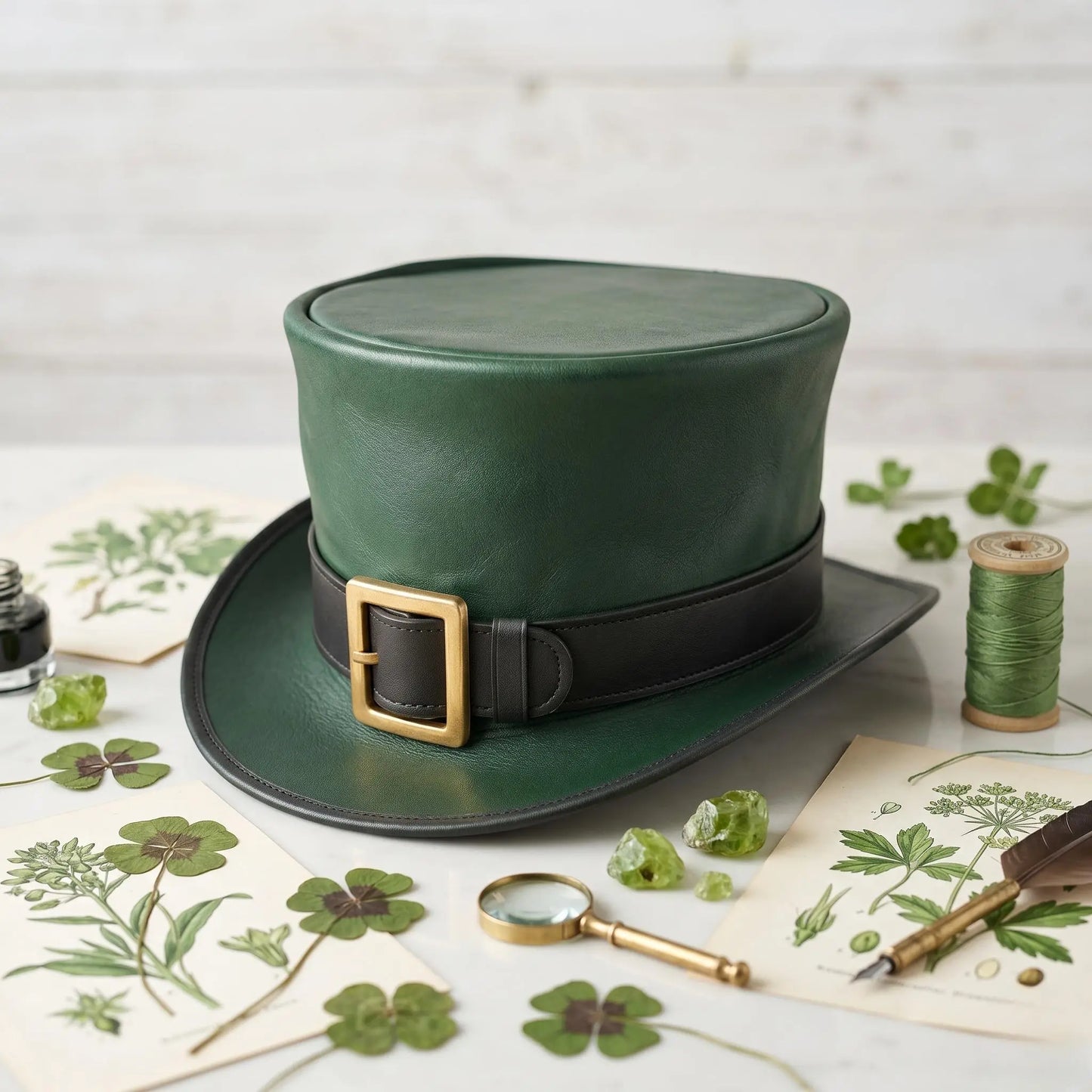 Green Leather Top Hat – Handmade Steampunk & St. Patrick’s Day Cosplay Hat