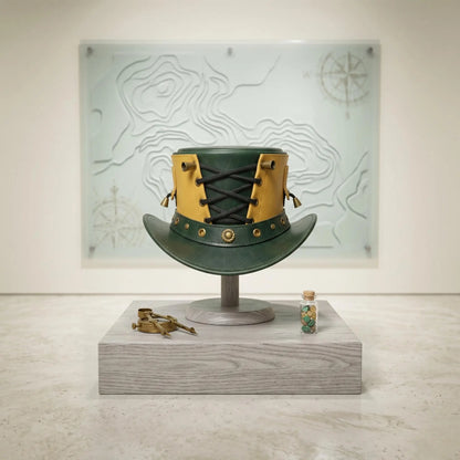 Handmade Green Leather Steampunk Top Hat | Victorian Gothic Festival Headwear