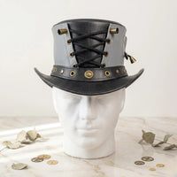 Make a Bold Statement Handmade Black Leather Steampunk Top Hat