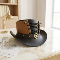 Handmade Steampunk Leather Top Hat Gothic Victorian Cosplay Statement Piece