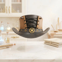 Handmade Steampunk Leather Top Hat Gothic Victorian Cosplay Statement Piece