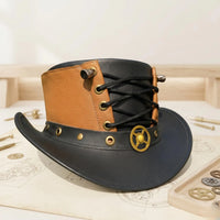 Handmade Steampunk Leather Top Hat Gothic Victorian Cosplay Statement Piece