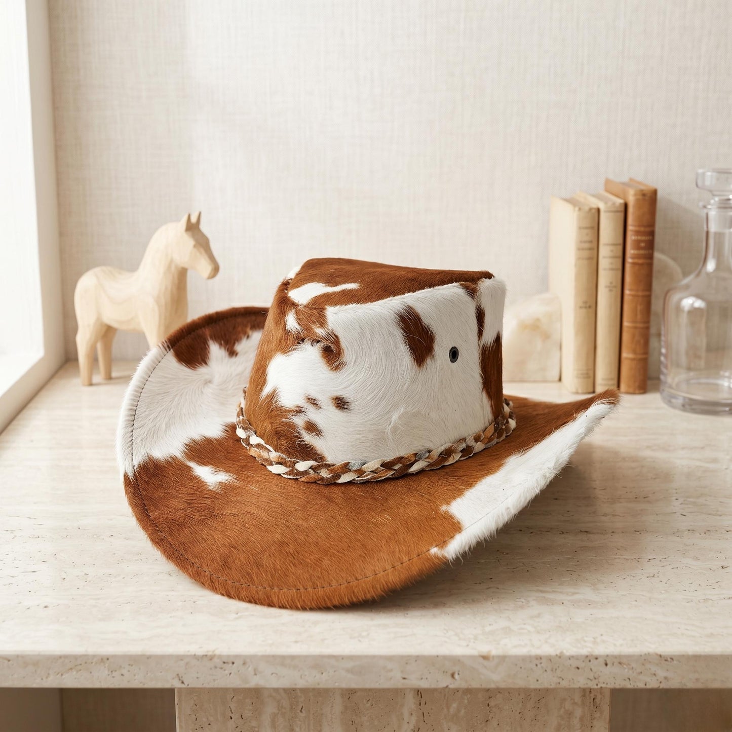 Genuine Hair-on Cowhide Cowboy Hat | Authentic Western Rodeo & Festival Hat for Men and Women