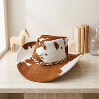 Genuine Hair-on Cowhide Cowboy Hat | Authentic Western Rodeo & Festival Hat for Men and Women