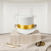 Handmade White Leather & Gold Steampunk Top Hat | Victorian Gothic Cosplay Accessory