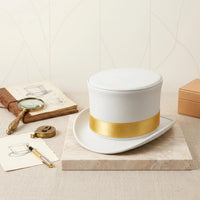 Handmade White Leather & Gold Steampunk Top Hat | Victorian Gothic Cosplay Accessory