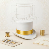Handmade White Leather & Gold Steampunk Top Hat | Victorian Gothic Cosplay Accessory