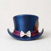 Handmade Blue Leather Steampunk Top Hat – Victorian Gothic Festival Cosplay Headwear