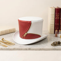 Handmade Red & White Leather Steampunk Top Hat