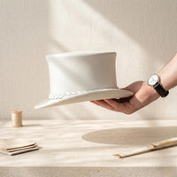 White Leather Top Hat – Victorian Steampunk Formal Costume Hat